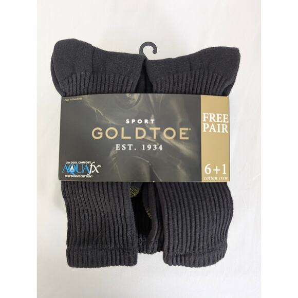 NWT Gold Toe Cotton Crew Socks Mens 7 Pair Shoe Sz 6-12.5 Quality - Picture 1 of 5